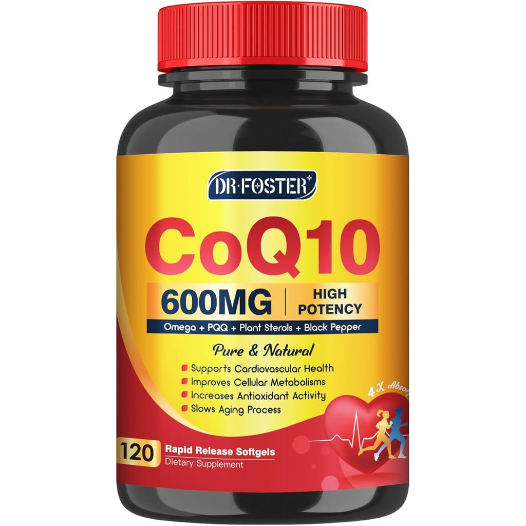 CoQ10 600 mg Softgels CoQ10 - CQ10 Coenzyme-Q10 with Omega 3 & PQQ & Vitamin E, CoQ10 400mg Softgels