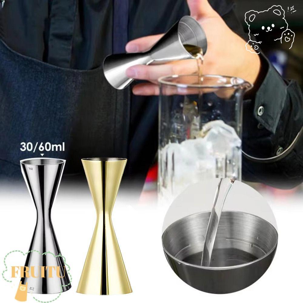 FRUITU แก้ว Shaker, 304 สแตนเลส Dual Shot วัด Jigger, 2oz 1oz สไตล์ญี่ปุ่นหนาวัดถ้วย Barware