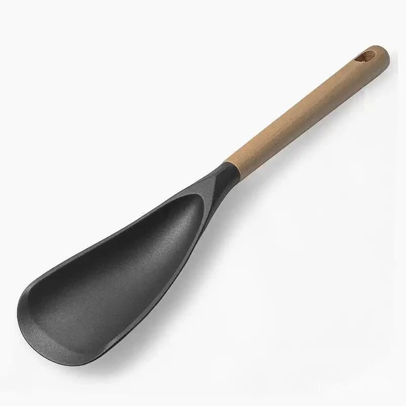 Silicone Cooking Spoon with Wooden Handle Nonstick Spatula - รูปที่ 1
