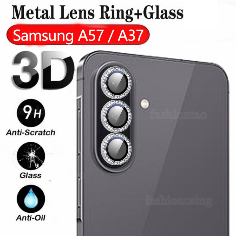 SAMSUNG สําหรับSamsungA57 5G Glitterเพชรโลหะแหวนกล้องเลนส์ป้องกันฟิล์มสําหรับSamsung Galaxy A57 A37 