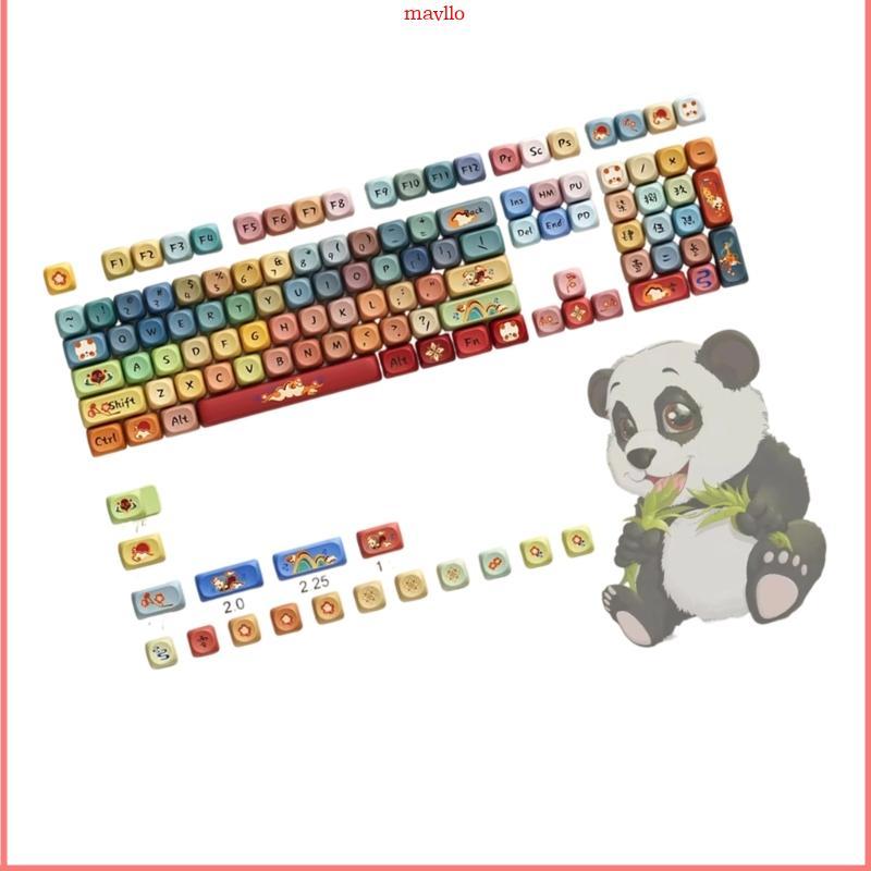 MAVLO รอบตุนหวง Redness Panda OQO Profile Keycaps PBT Dye Sublimation สําหรับคีย์บอร์ดแบบกลไก