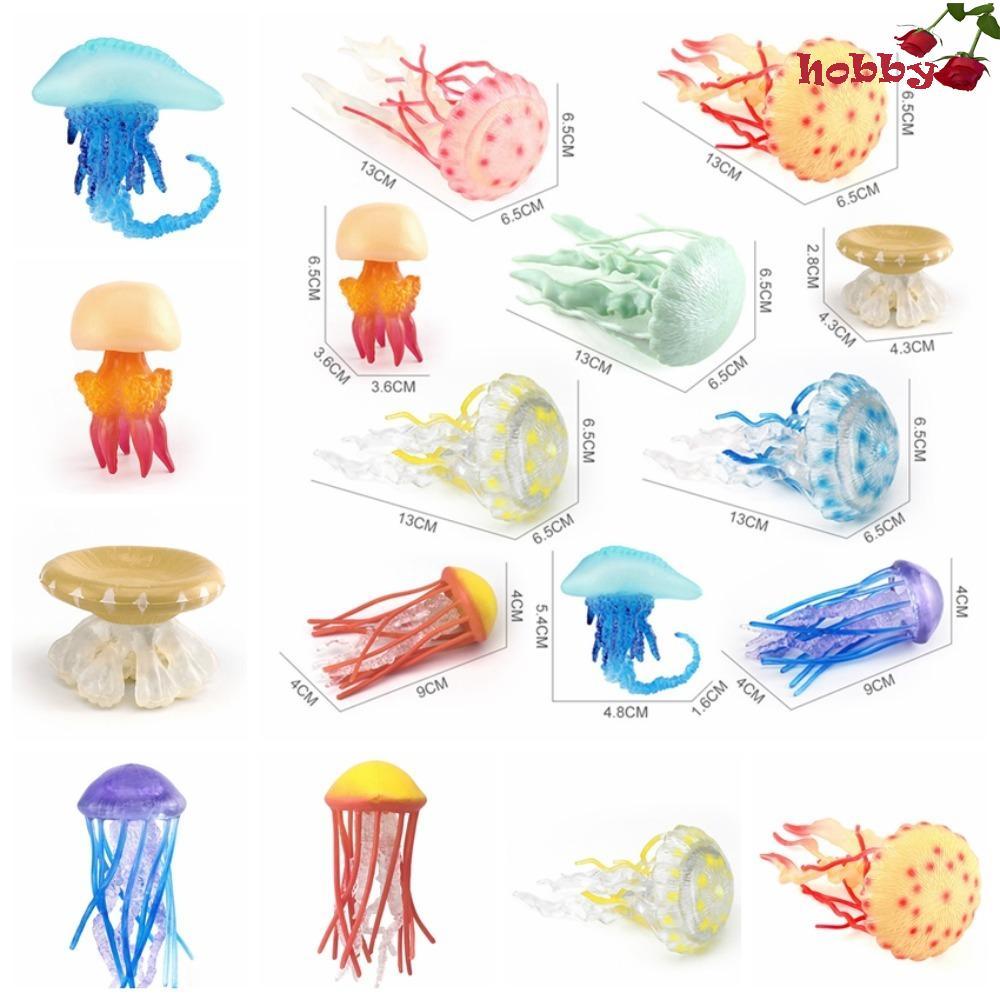 HOBBY Ocean ตุ๊กตาสัตว์,หลากสีเหมือนจริงแมงกะพรุนปลาดาวดอกไม้ทะเล, Sea Life Figurine Marine สัตว์พลา