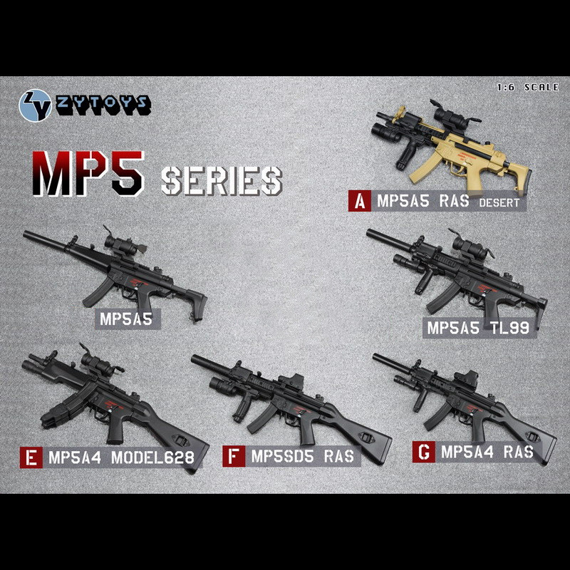 ZYTOYS 1/6 Model MP5 Submachine gun 6Style SDU Action figure Military PUBG game