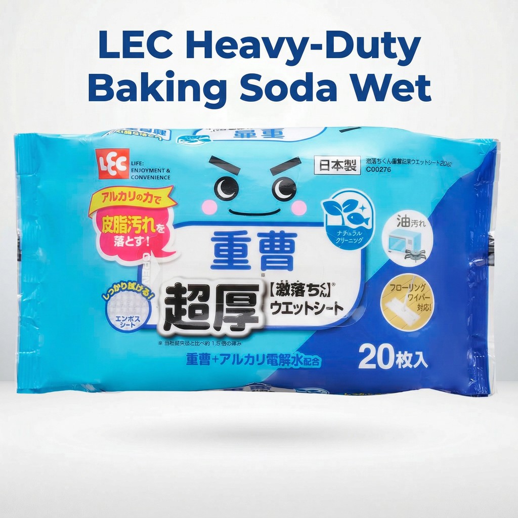 LEC Heavy-Duty Baking Soda Wet Wipes - 20 Sheets (Baking Soda + Alkaline Electrolyzed Water)