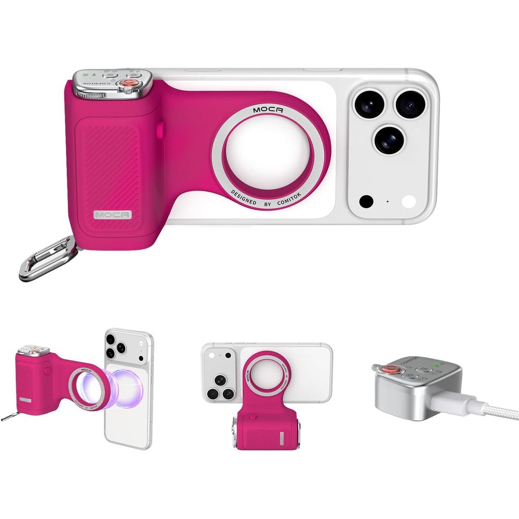 COMITOK MOCA iPhone 17 Pro Camera Grip ไม่ต้องใช้ App สําหรับ iOS26, ใช้งานร่วมกับ iOS17 และ iOS18, 