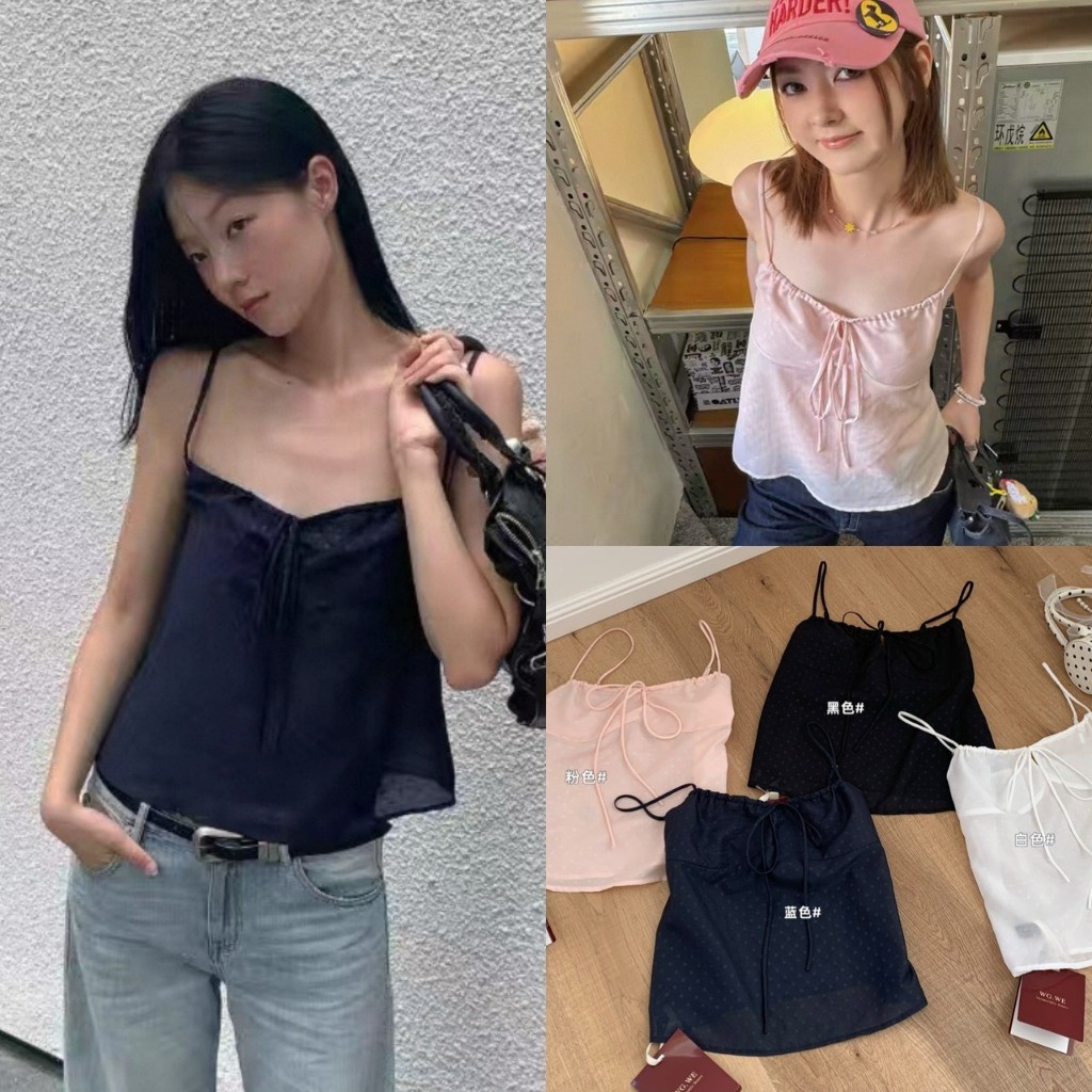 ❤ 🧵 🇰🇷 W8879 เสื้อสายเดี่ยว แต่งเชือกผูกโบว์ได้ งานสวยมากๆค่า ใส่แล้วดูดี ผ้าดีใส่สบายเลยค่า แฟชั่นเกาหลี TAG WG.WE 🧵🧡