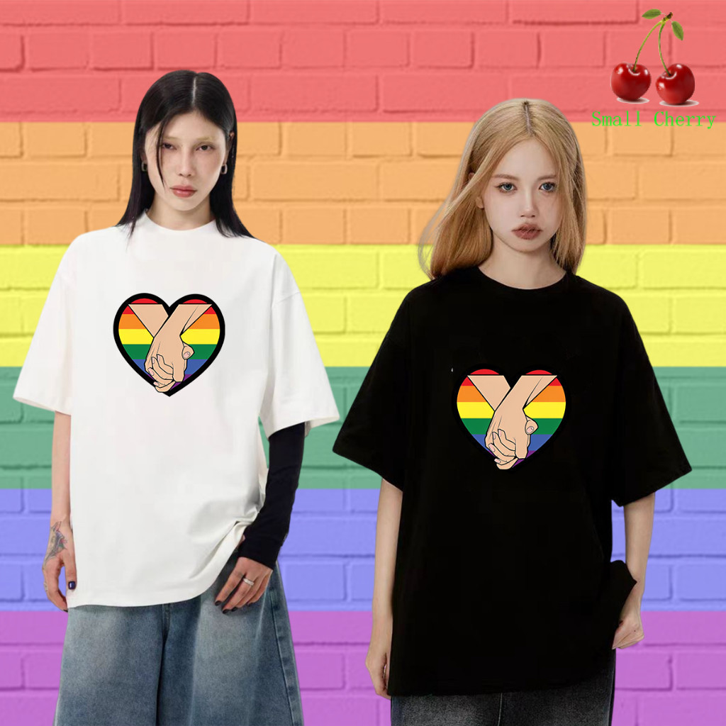 🔥เสื้อเฮีย🔥Pride Month Gay Lesbian Rainbow เสื้อยืด #016 Pride Month Rainbow ลายพิมพ์เสื้อคอกลมแบบแฟ