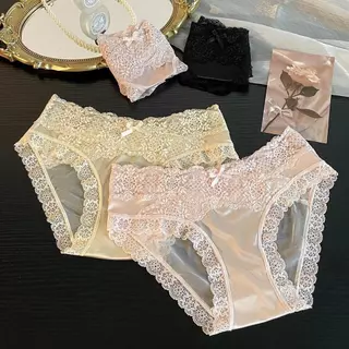 กางเกงชั้นในลูกไม้สำหรับผู้หญิง มีไซส์ M-XL ทำจากผ้าซาติน ไร้ตะเข็บ เนื้อผ้านุ่มลื่น ทรงเอวต่ำ เซ็กซี่