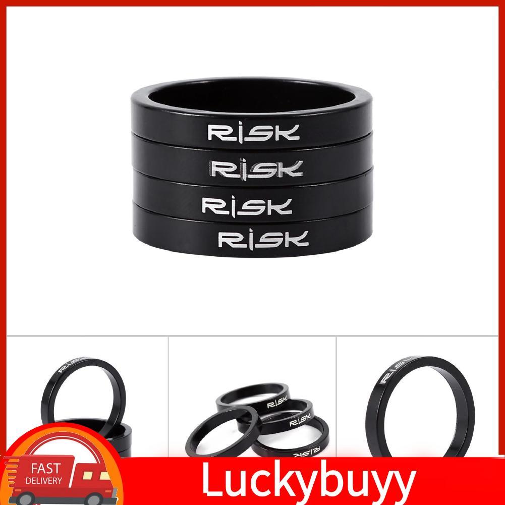 Luckybuyy Luckybuyy Tbest จักรยาน Stem Spacers ชุดหูฟัง Spacer 4 ชิ้นอลูมิเนียม ycle ส้อมเครื่องซักผ้าสำหรับจักรยานเสือภูเขา (5 มม. สีดำ)