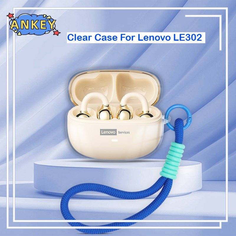 for Lenovo LE302 Case Protective Transparent Clear TPU Covers Bluetooth Earphone Shell Headphone Por