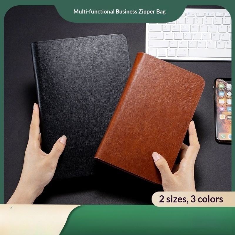 สมุดบันทึกซิปสํานักงานธุรกิจ A5/A6 สมุดจดบันทึกพื้นผิวหนัง สมุดบันทึกการประชุมการทํางานอเนกประสงค์