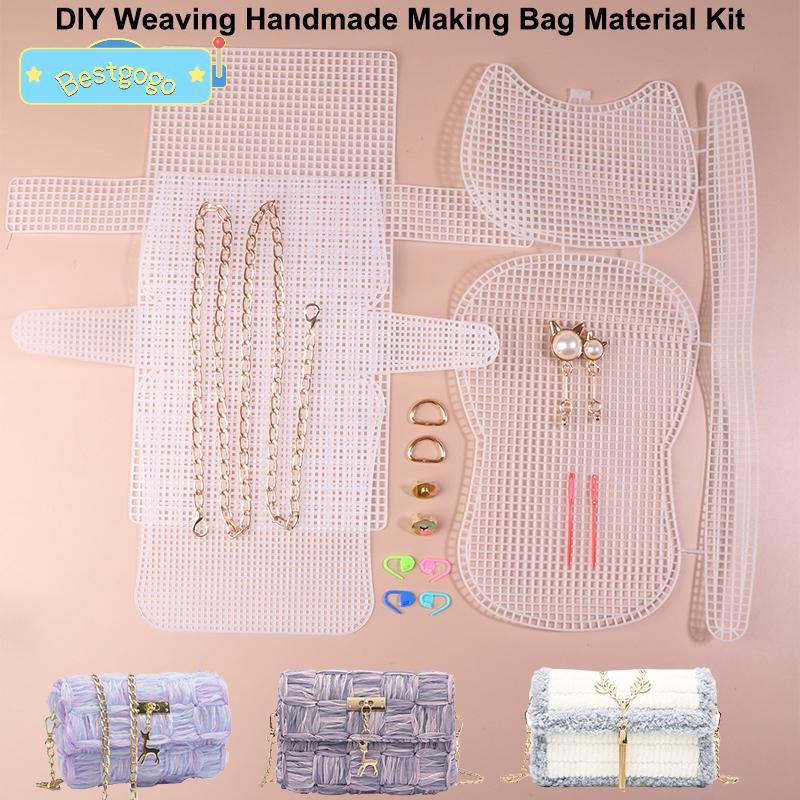 ชุดอุปกรณ์ทำกระเป๋าตาข่าย พลาสติก สำหรับงานDIY พร้อมกระเป๋าถือไหล่