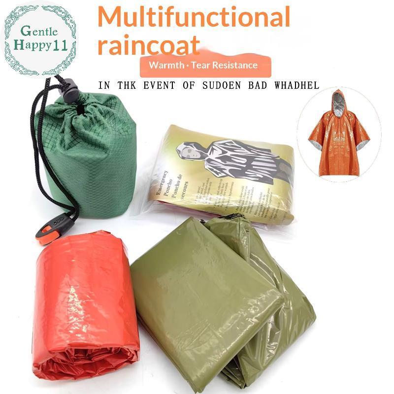 GentleHappy เสื้อกันฝนกลางแจ้ง Camping เสื้อกันฝนนกหวีดกันน้ําฉุกเฉินสะท้อนแสงอุ่นเสื้อผ้า Camping G