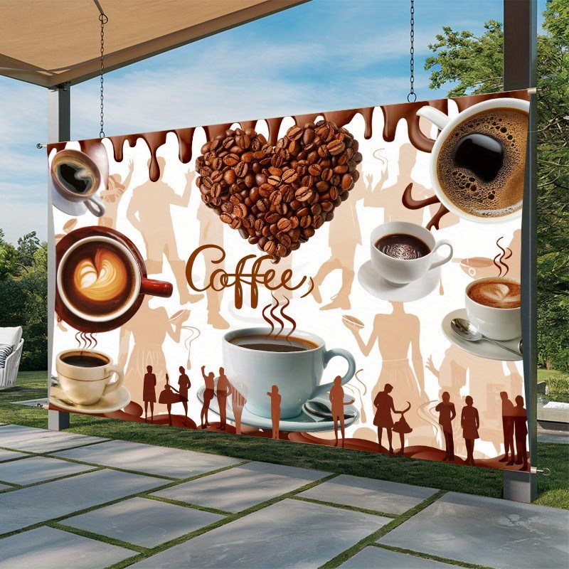 1 แบนเนอร์ปาร์ตี้พื้นหลังเป็นสีช็อคโกแลตพร้อมเมล็ดกาแฟเหมาะสําหรับอุปกรณ์ประกอบฉากภาพทําจากโพลีเอสเตอร์ใช้ได้เป็นบ้านห้องผนังและตกแต่งปาร์ตี้ก็ใช้เป็นของขว