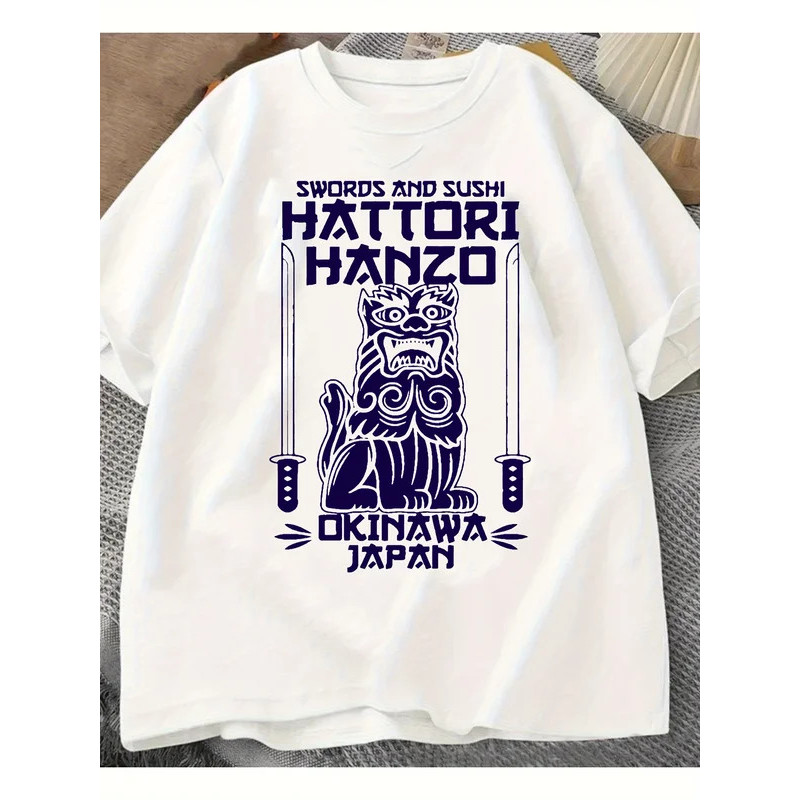 COD 2026Mens Hattori Hanzo Kill Bill Okinawa Japan Tarantino Graphic T-Shirt Red Sword Sushi Loose C