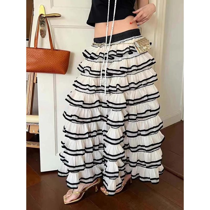 Mutao House Ruffled Heavy Industry Layered Gauze เค้กกระโปรงผู้หญิง 2025 ฤดูร้อนสไตล์ใหม่ All-Match 