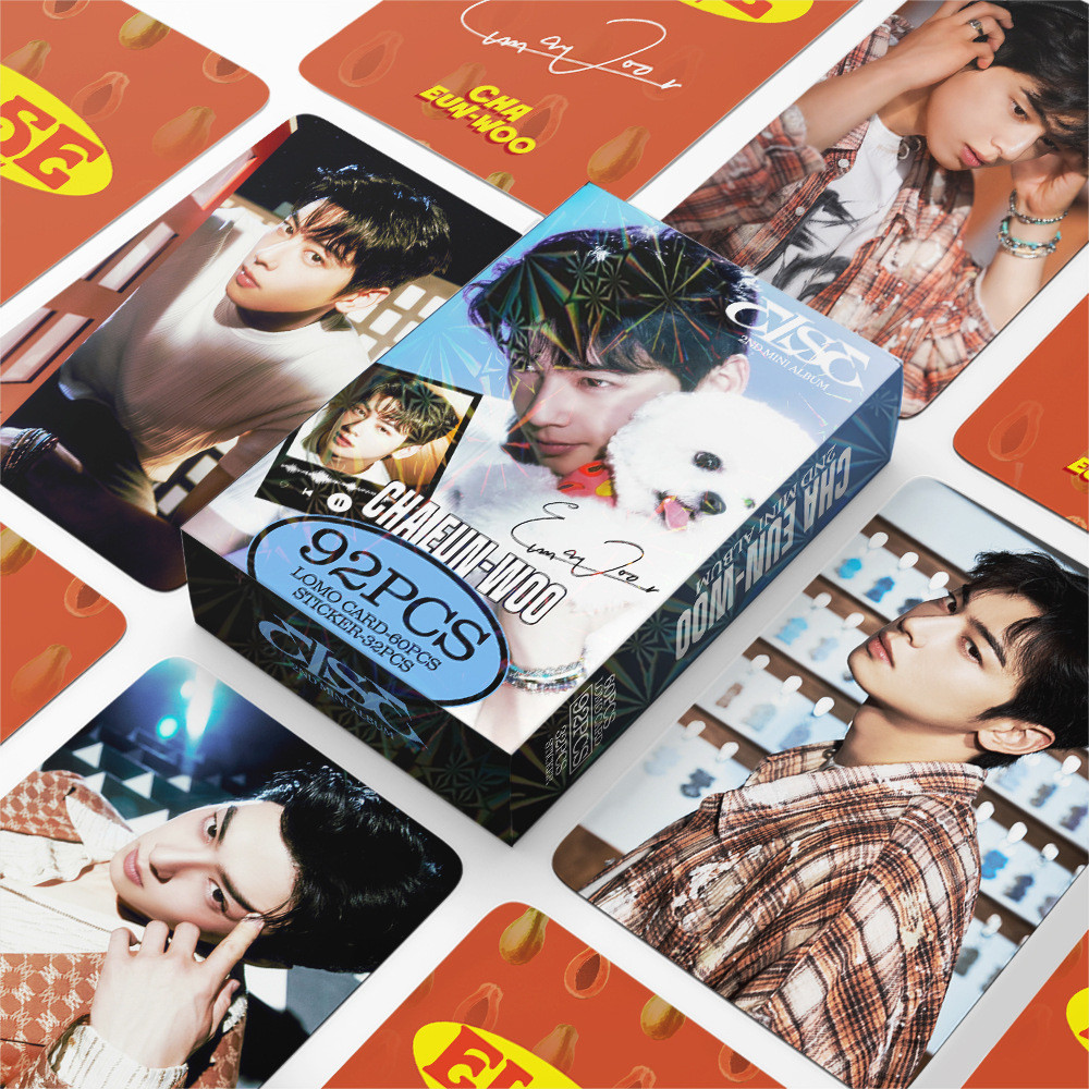 Astro Cha EunWoo ELSE อัลบั้ม Photocard Lomo Card 60 ชิ้นการ์ด + สติ๊กเกอร์ขนาดเล็ก 32 ชิ้น