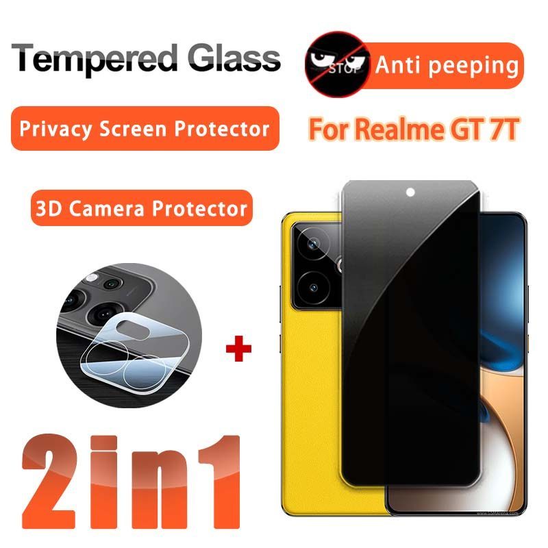 2 ใน 1 ฟิล์มความเป็นส่วนตัว Realme GT 7T ฟิล์มกระจกนิรภัยสำหรับ Realme GT 7T 7 8 2 Pro 5 3 ฟิล์มกระจ