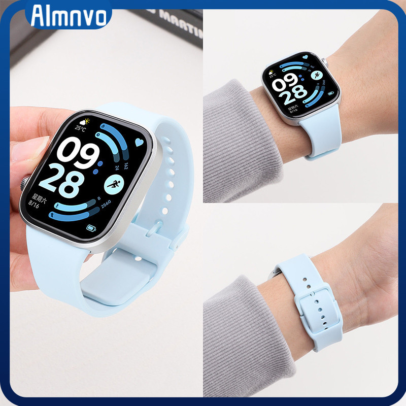 สายรัดกีฬาแบบนิ่มซิลิโคนสำหรับ for Redmi Watch 6 5 4 สายรัดยางต้นฉบับพร้อมพู่สีเดียวกันสำหรับ for Mi Band 10 9 8 Pro