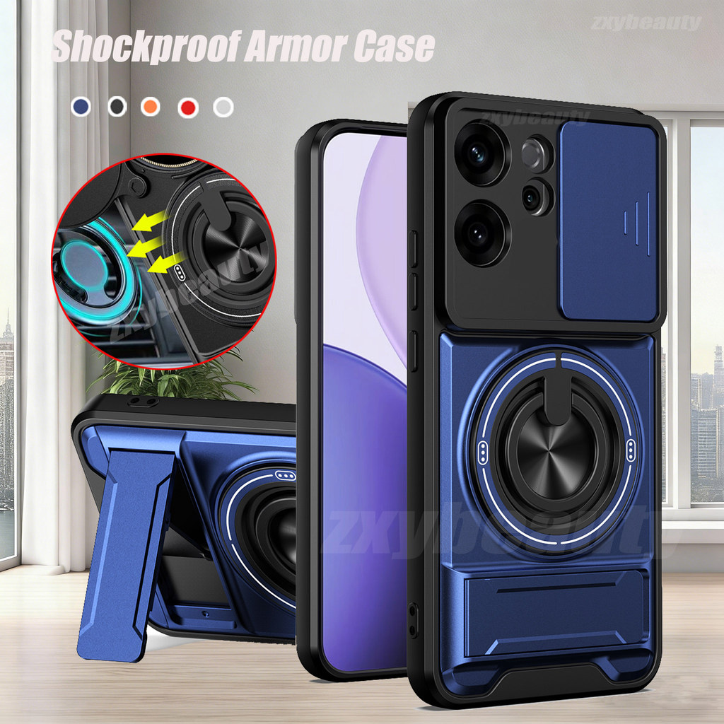 ปลอกสําหรับOPPO Reno 15 Pro Max 15F 14F 14 13 13F 4G 5G 2026 กรณีเกราะกันกระแทกแหวนแม่เหล็กสําหรับReno15 15Pro Reno14 14Pro 13Pro Pushดึงกล้องป้องกันปกหลัง