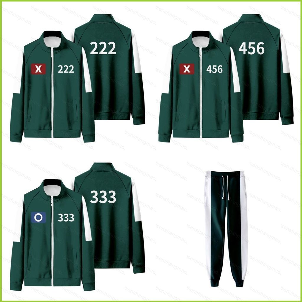PS2 Squid Game Season 2 หมายเลข 456 222 333 390 show sweatpants zipper Sweatshirt coat jacket Unisex