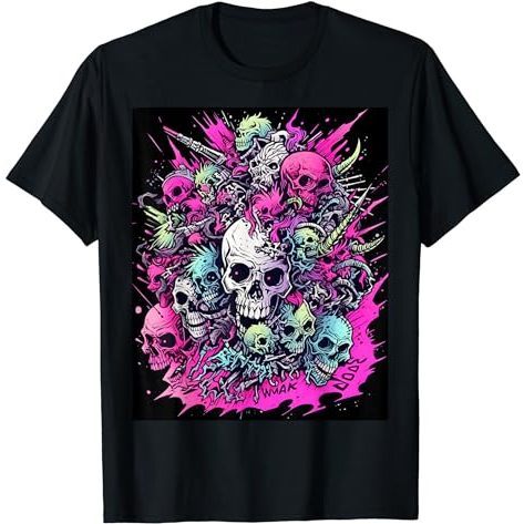 E-Girl อินเทรนด์การออกแบบแฟชั่น Striking Skull เสื้อยืดกราฟิก
