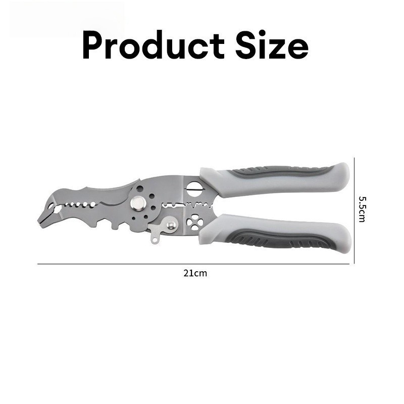 Bright Crown รุ่นใหม่ล่าสุด คีมปอกสายไฟ คีมช่างไฟฟ้าวัสดุสแตนเลส ตัดได้ทั้งสายอ่อนและสายแข็งคีมอเนกประสงค์ NO2040 - รูปที่ 2