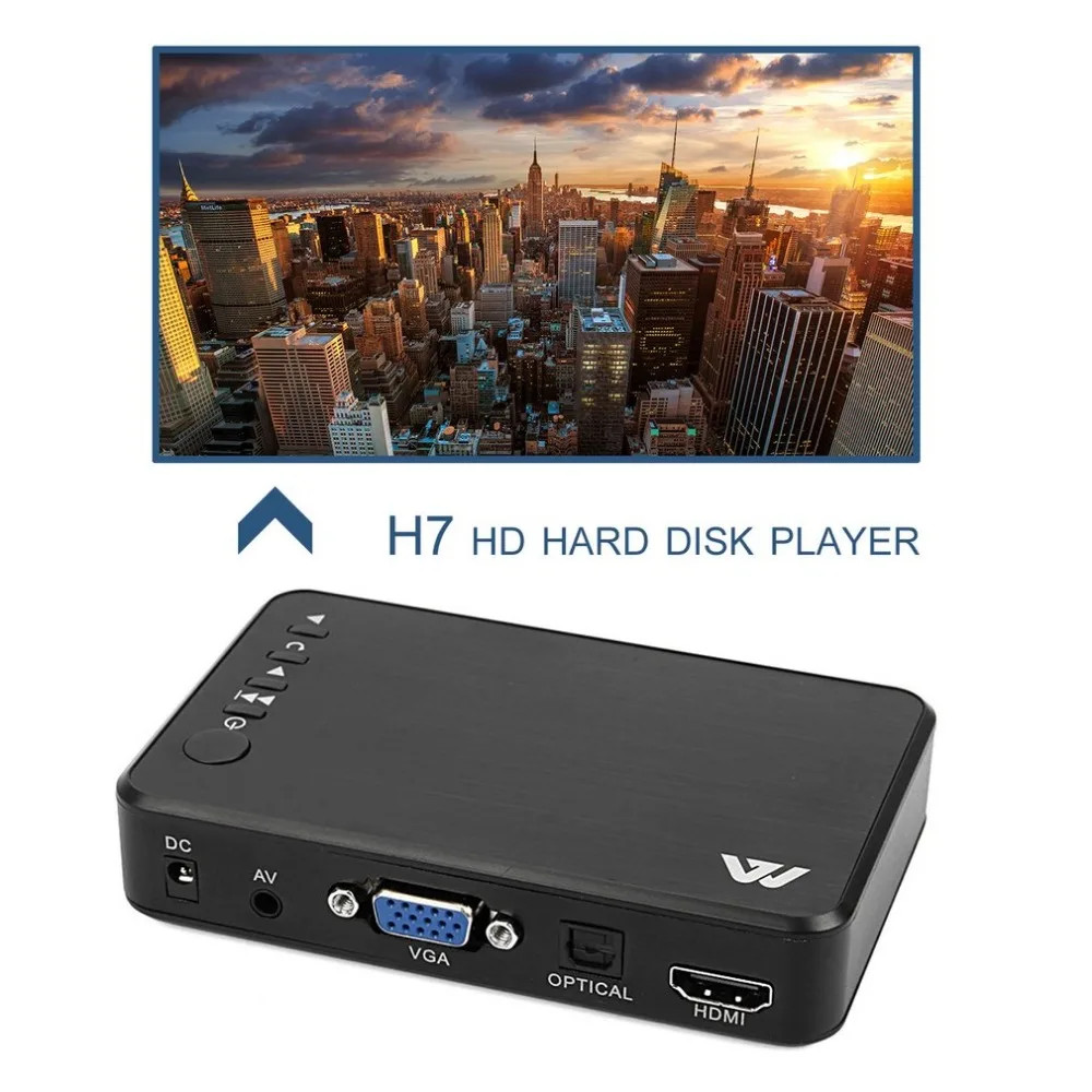 Mini Full HD Media เครื่องเล่นมัลติมีเดีย Autoplay 1080P USB ภายนอก HDD Media Player HD สาย VGA AV ส