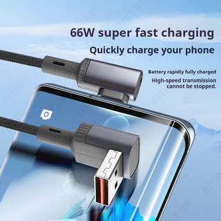 ข้อศอกสเตอริโอ 100W USB Type C สายชาร์จเร็วสุด 90° ข้อศอก Dual Type C ที่ชาร์จโทรศัพท์สายเคเบิลข้อมูลการส่งข้อมูลสายชาร์จ 0.25 M/0.5 M/3 M/5 M สายถักสําหรับ IOS/Android