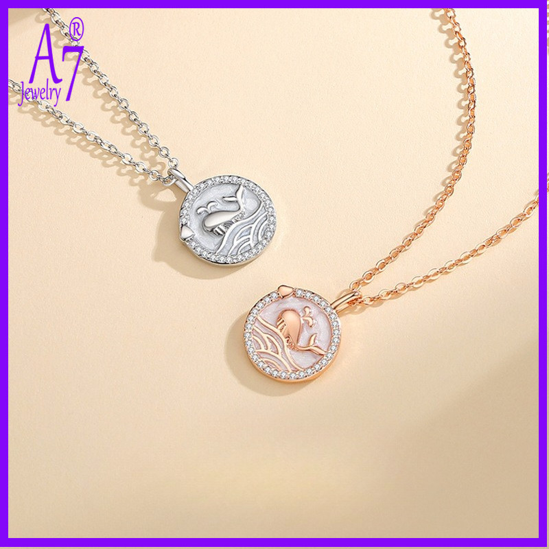 แฟชั่นสร้างสรรค์ Rhinestone Epoxy สร้อยคอปลาโลมาขนาดเล็ก RXW2328