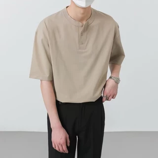 CLIFFเสื้อฮีนลี่คอปีกรุ่นฤดูร้อน เสื้อแขนสั้นหลวมสีพื้น สไตล์สบาย ๆ เกาหลี ดูผอม ไม่ต้องรีดผ้า