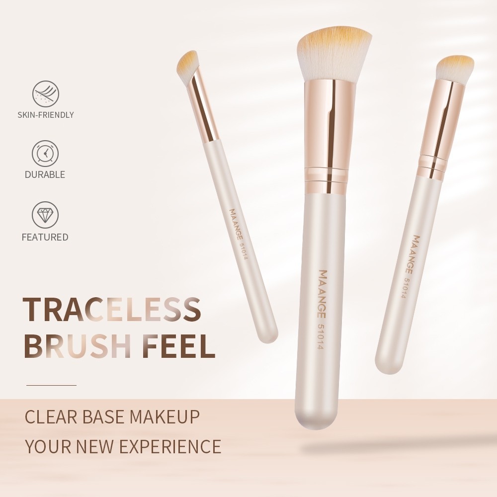 MAANGE แปรงแต่งหน้า 3PCS มืออาชีพ มูลนิธิ แปรงคอนซีลเลอร์ แปรงปัดแก้ม ชุดแปรง Contour