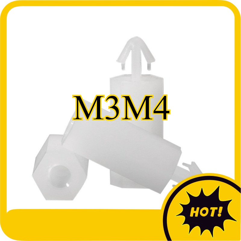 หัวเข็มขัดหกเหลี่ยมคอลัมน์ไนลอน  push-in PC บอร์ด spacer คอลัมน์ยกคอลัมน์เครื่องบินหัวพลาสติกแยกคอลั