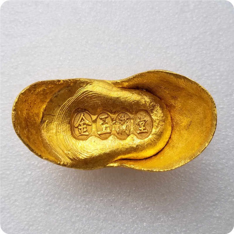 งานฝีมือโบราณ Gold Jade Full House Gold Ingot Gold Bar วัสดุทองเหลือง Non-Gold J36626.1.22