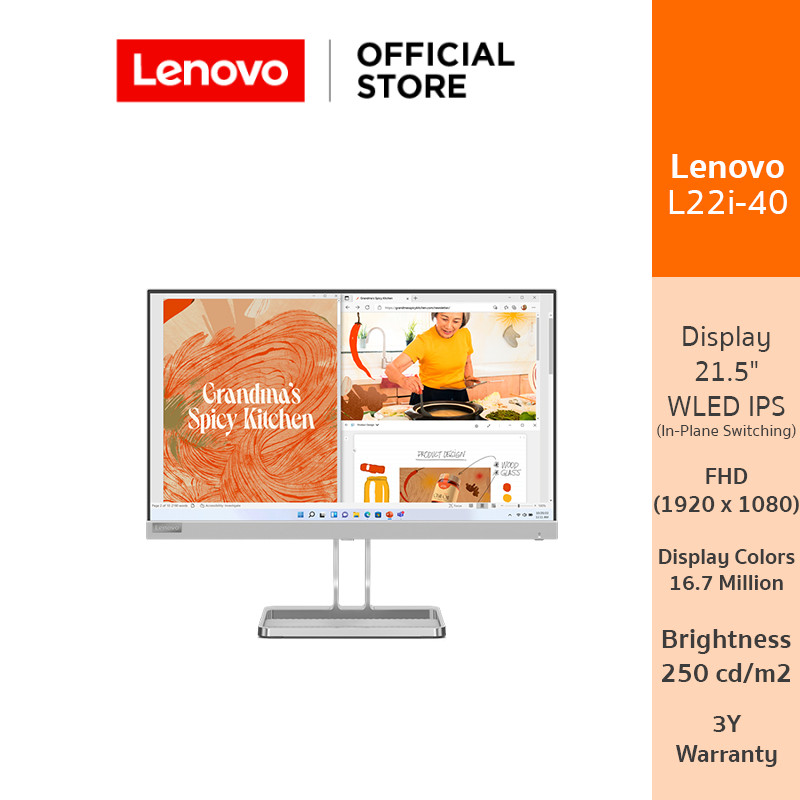 Lenovo Monitor L22i-40 21.5 1920x1080 16:9 HDMI VGA 3Y - 67AEKACBTH