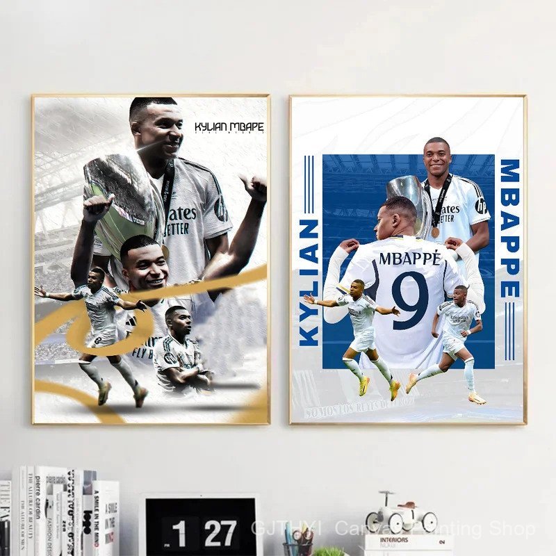 โปสเตอร์ FootballStar K-Kylian Mbappe 1 ชิ้นตกแต่งปีใหม่​ Budget-Friendly Art สติกเกอร์กระดาษกันน้ํา