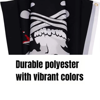 ของมาใหม่！ธงโจรสลัด 150*90CM ลายหัวกะโหลกถือมีด ธงแบนเนอร์โพลีเอสเตอร์ สำหรับตกแต่งร้าน บ้าน ปาร์ตี้ฮัลโลวีน