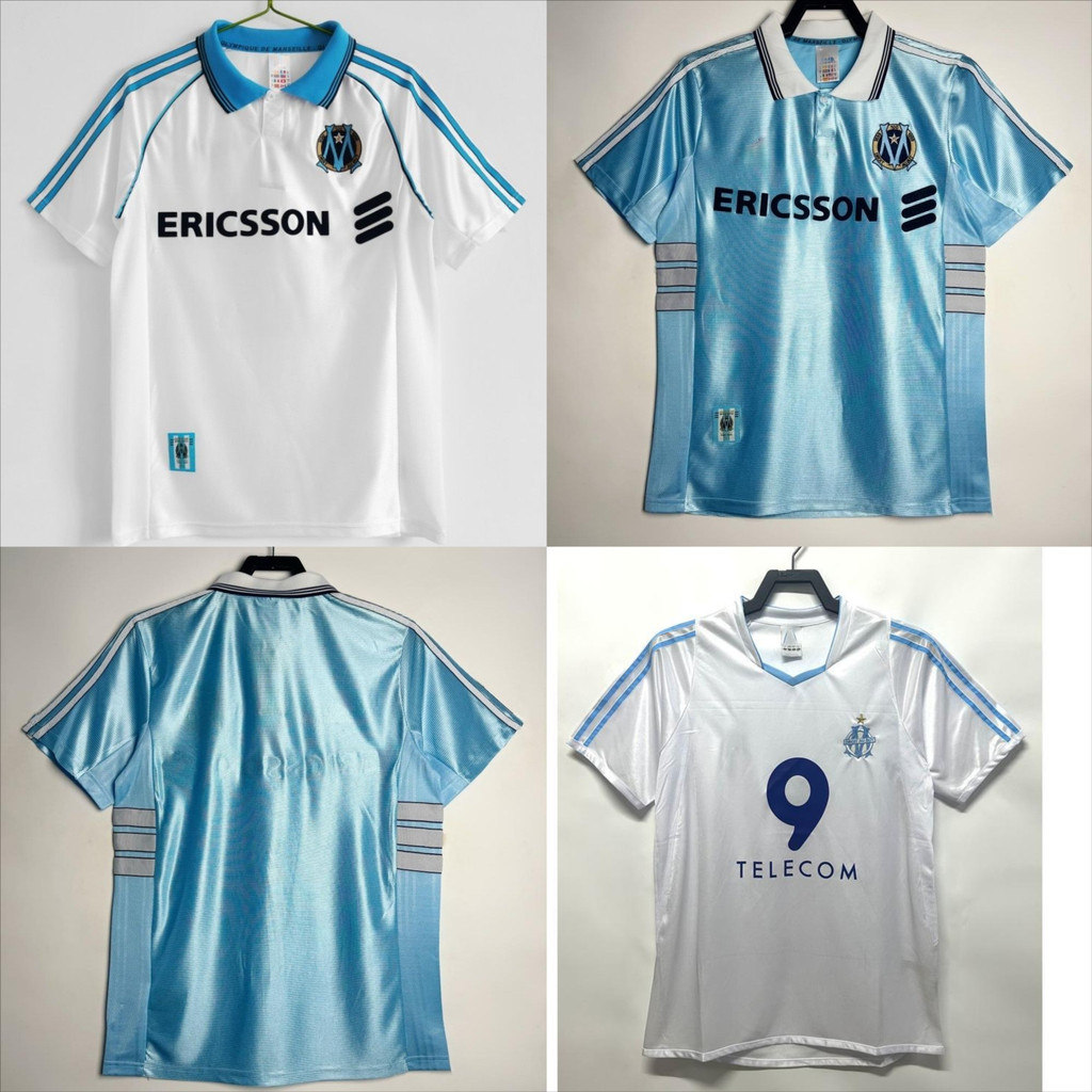 Jersey แบบ Retro ของทีม Marseille ซีซั่นที่สอง เยือนเสื้อยกเล็กแขนสั้น 98-99 & 02-03