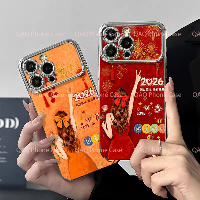 กระจกสําหรับ iPhone 16 15 14 13 12 11 Pro Max 7 8 Plus XR XS Max 3D Anti-Fall Soft Strap สําหรับ XPV