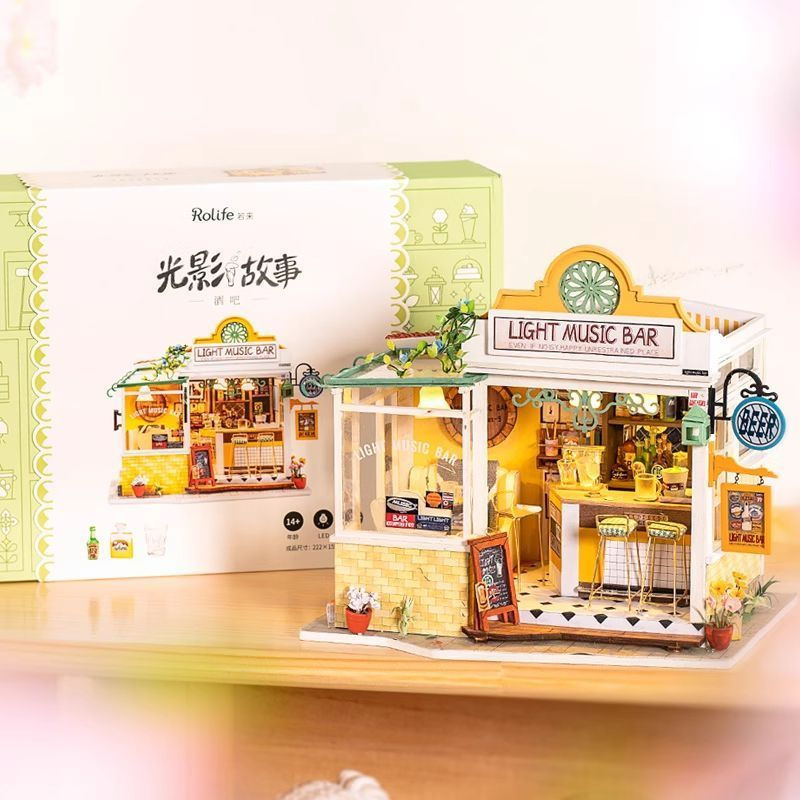 [ROLIFE] Ruolai Light Shadow Story Bar DIY Handmade Cabin Art House Miniature Model House Assembling