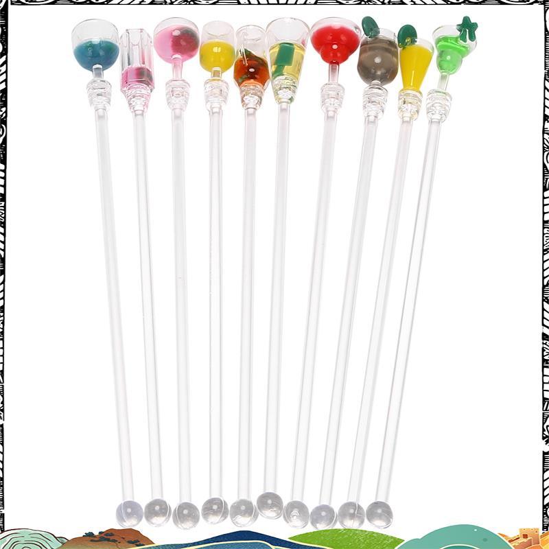 10 ชิ้นค็อกเทล Stirrer เครื่องดื่มผสม Stick ชุดอะคริลิคค็อกเทลผสมเครื่องปั่นบาร์อุปกรณ์ Swizzle Stir
