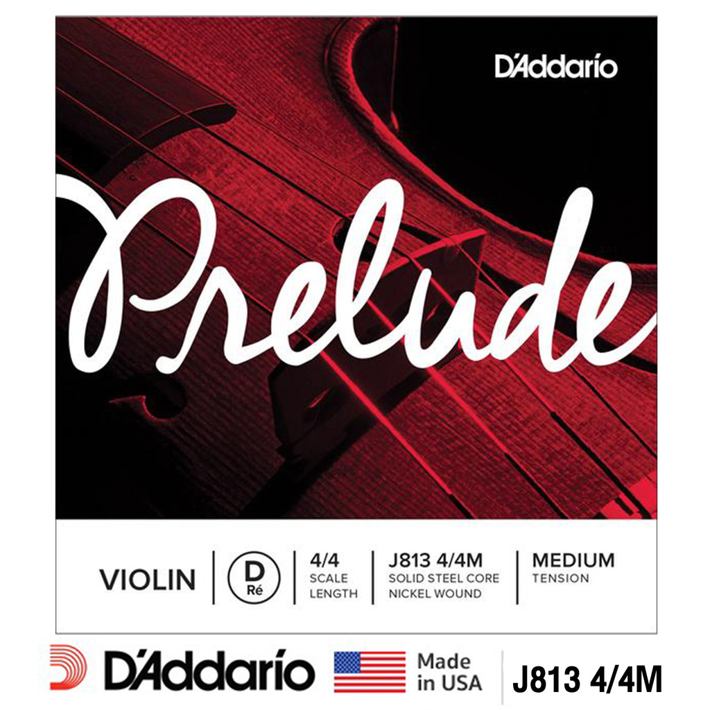 D'Addario® Prelude J813 4/4M สายไวโอลิน แบบแยก สาย D / สาย 3  ของแท้ 100% (Violin String, Medium Ten