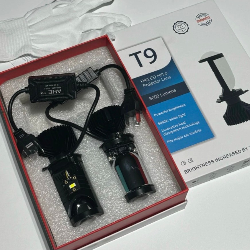 Mini T9 Pro 2025 ไฟหน้า LED ทรงกลม Bi-S ฐาน H4 - Super Bright 65W ติดตั้งบนรถจักรยานยนต์ รถยนต์ รถยน