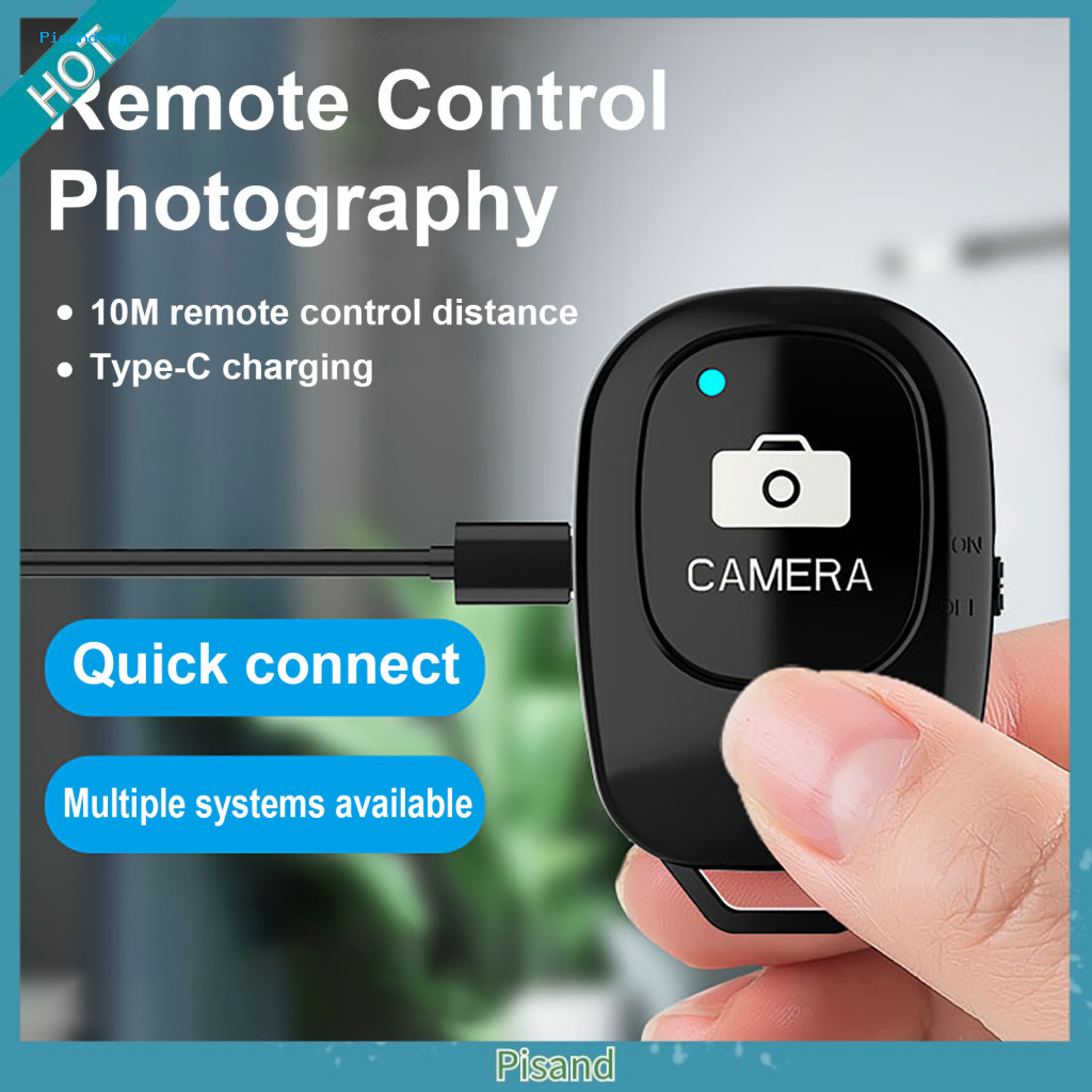 Pisand โทรศัพท์รีโมทคอนโทรลบลูทูธ 50 ไร้สาย Mini Non-delayed Driver-free Remote Shutter สําหรับถ่ายภาพ