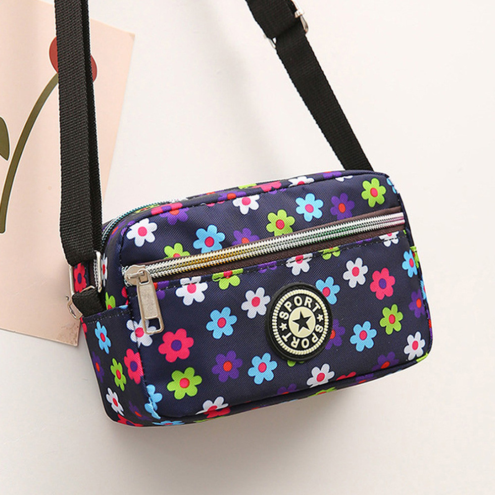 กระเป๋าสะพายข้างผู้หญิงลายดอกไม้สไตล์ใหม่ ทำจากไนลอน น้ำหนักเบา มีหลายช่อง เหมาะสำหรับใช้ในชีวิตประจำวัน - รูปที่ 5