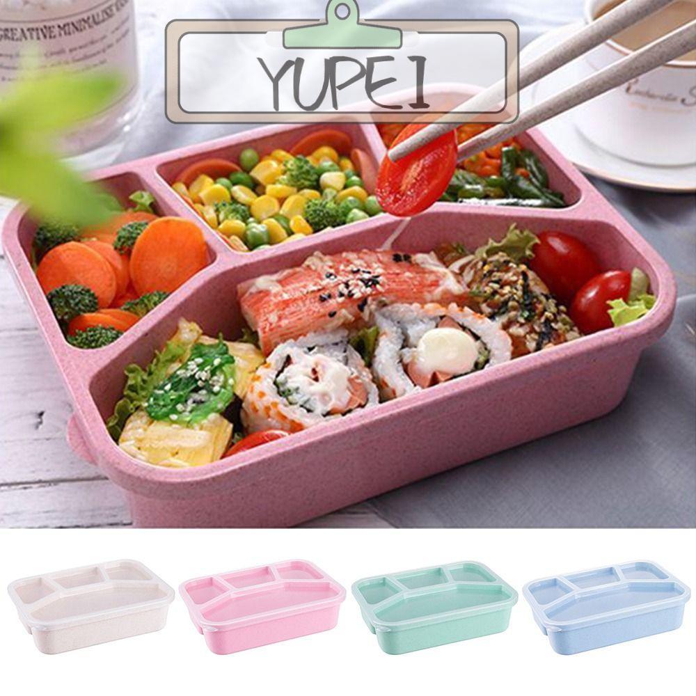 YUPEI ช่อง Bento , 4 ตารางหลากสีกล่องอาหารกลางวันสไตล์ Japese, กล่องอาหารกลางวันเตาอบไมโครเวฟพลาสติก