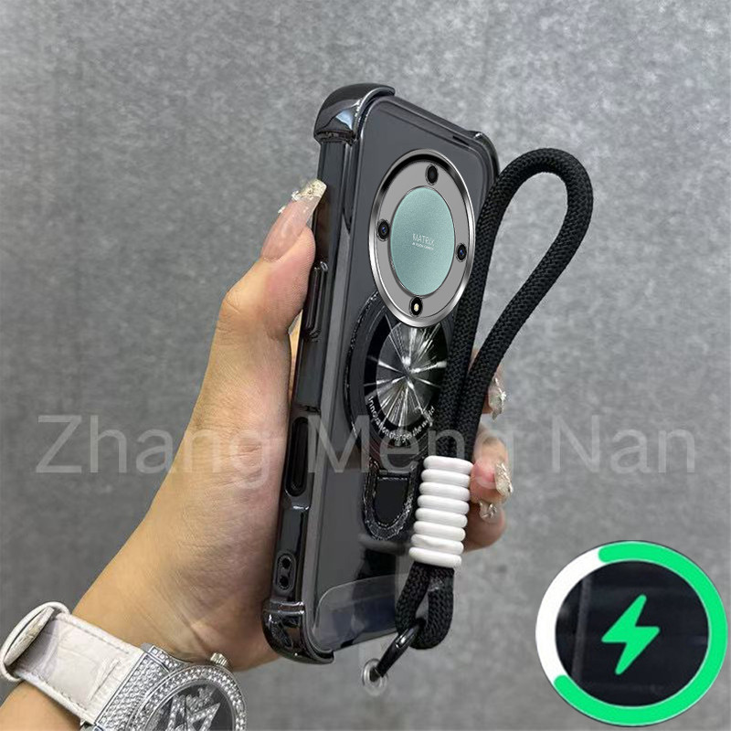 เหมาะสําหรับ Honor X9A X9B 5G X9 X9C SMART เคสโทรศัพท์ U-รูปวงเล็บแม่เหล็กสี่มุม anti drop โปร่งใส s