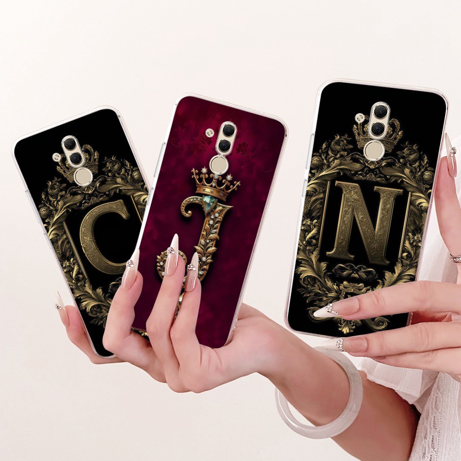สําหรับ Huawei Mate 20 Lite กรณี INE-LX2 SNE-LX1 SNE-LX2 น่ารักตัวอักษรเริ่มต้น Crown นุ่มเคสโทรศัพท
