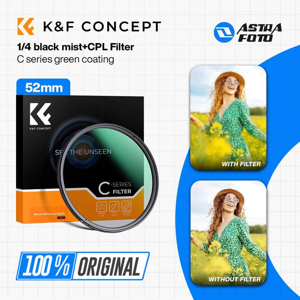 KNF Concept 52mm Filter 1/4 black mist+CPL C series เคลือบสีเขียว K&F Concept Lens Filter