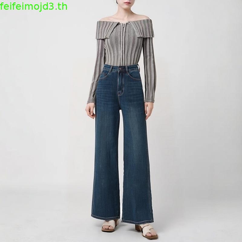 Mc JEANS กางเกงยีนส์ผู้หญิง ทรงกระบอกขากว้าง (Straight Wide) สียีนส์ฟอกกลาง MFWZ236 เนื้อผ้ายีนส์12.